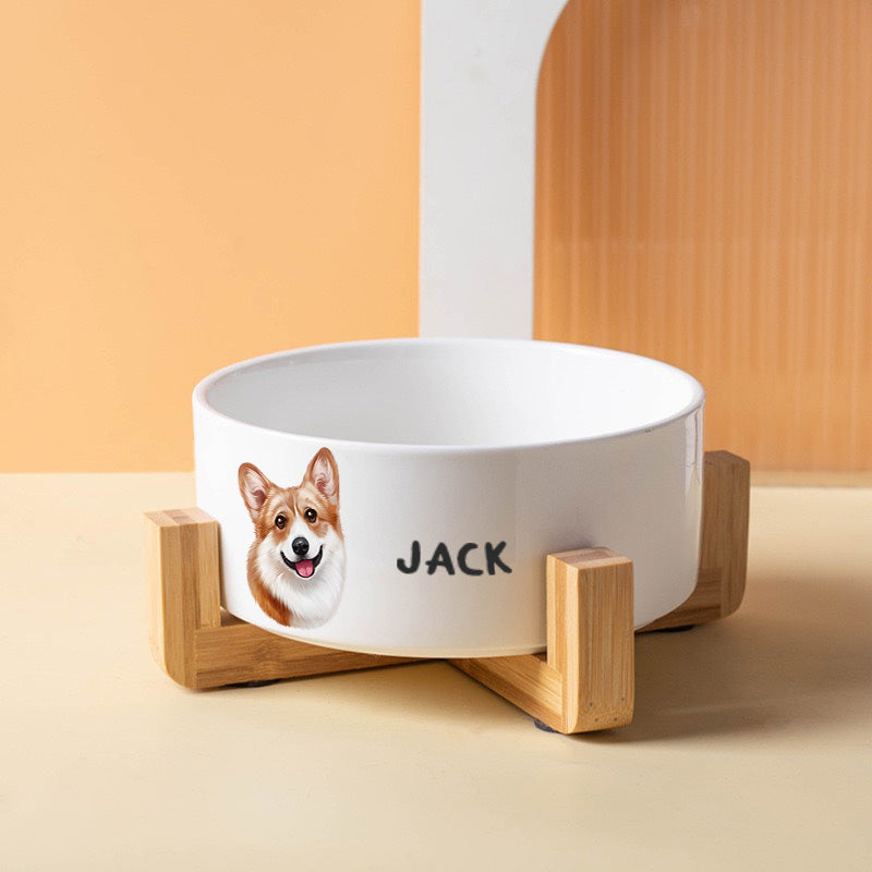 Custom Food Bowl With Wooden Frame